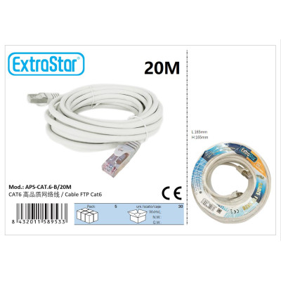 CABLE DE RED FTP CAT6 20 MTS CJ30 [6APSCAT6B20M]