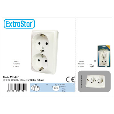 CONECTOR DOBLE SCHUKO 16A 250V [6MT5137]