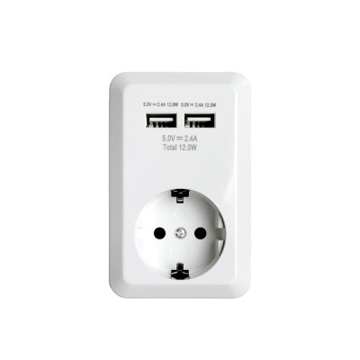 TOMA SCHUKO CON CARGADOR USB DOBLE 2.4A...
