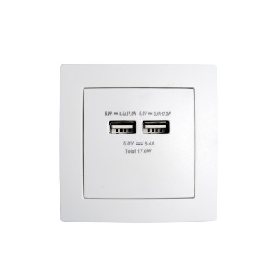 BASE DE PARED CARGADOR USB DOBLE [6H1C62UB]