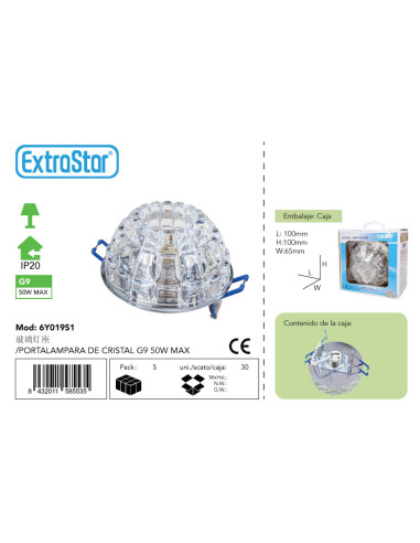 PORTALAMPARA DE CRISTAL G9 50W MAX CJ30[6Y019S1]