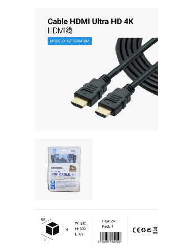 CABLE HDMI ULTRA HD 4K 10M CJ24 [6ST305410M]