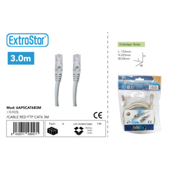 CABLE RED FTP CAT6 3M CJ144[6APSCAT6B3M]