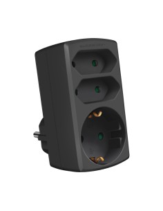 ADAPTADOR DE TRES VIAS NEGRO MAX.3680W 16A/250V 2XENCHUFE...