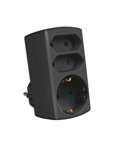 ADAPTADOR DE TRES VIAS NEGRO MAX.3680W 16A/250V...