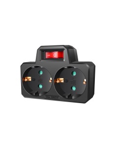 ADAPTADOR CON INTERRUPTOR 2X16A MAX.3680W NEGRO 6SQGBK0102B