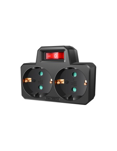 ADAPTADOR CON INTERRUPTOR 2X16A MAX.3680W NEGRO...