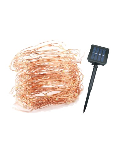 GUIRNALDA SOLAR 200 LEDS ALAMBRE COBRE ROJO...