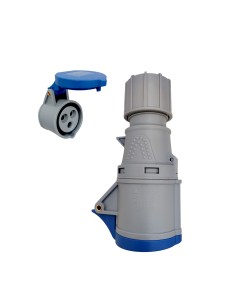 BASE ENCHUFE INDUSTRIAL 16A 230V 2P+E 6H CON TAPA IP44...