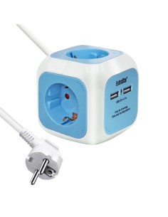 ALARGADOR CUAD 4 BASE C/USB2.1A 3G1.5MM 1.5M AZ/BL [9KFGSB04UBL]