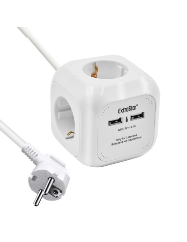 ALARGADOR CUAD 4 BASE C/USB2.1A 3G1.5MM 1.5M CJ16 [9KFGSB04U]