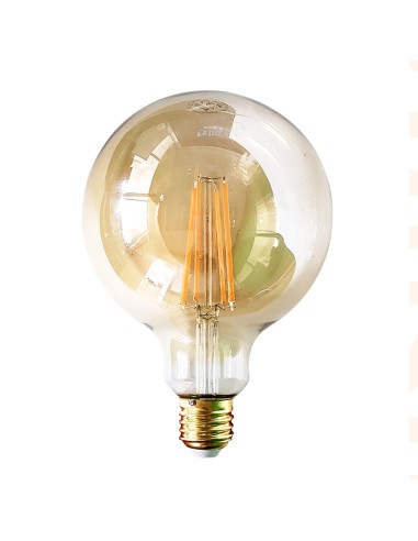 BOMBILLA LED ADORNO G125 CRISTAL AMARILLO FILAMENTO E27 10W 950LM 2200K LUZ CALIDA [AG12510W]