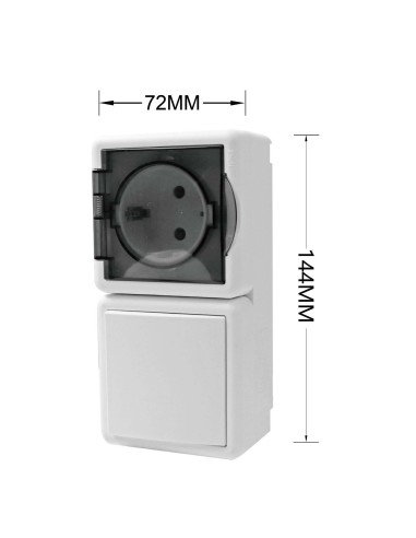 BASE DE ENCHUFE EXTERIOR IP54 TAPA GRIS SEMITRANSP+INTERRUPTOR SIMPLE UN CIRCUITO [6EMFK11GC]