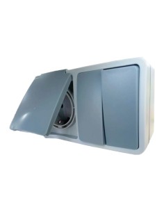 DOS INTERRUOTORES EXTERIORES IP54 DE 2 VIAS 10AX 250V Y BASE ENCHUFE SCHUKO 16A 250V 2P+T [6H2A220GM]