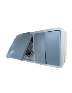 DOS INTERRUPTORES EXTERIOR IP54 DE 1 VIA 10AX 250V Y BASE ENCHUFE SCHUKO 16A 250V 2P+T [6H2A210GM]