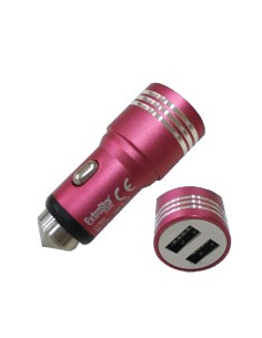 CARGADOR COCHE ALUMINIO 2 USB 2.4A 12-24v ROJO [DCC001R]