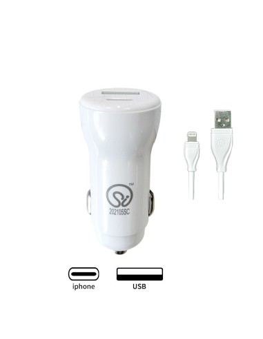 CARGADOR DE COCHE CON CABLE IPHONE 5V3A 1M...