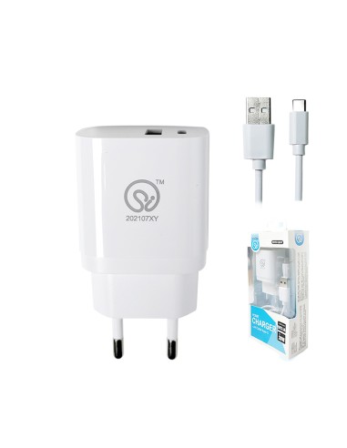 CARGADOR DE PARED CON CABLE TYPE C 5V3.1A PD20W...