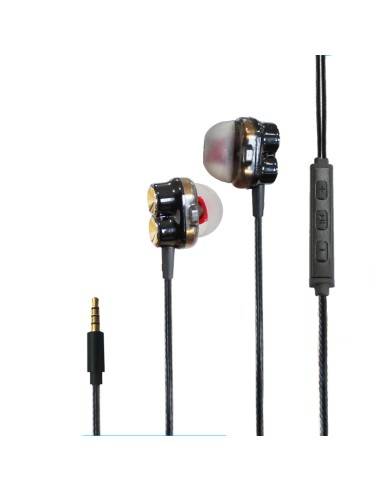 AURICULARES MOVIL BASS TPE REDONDO DOBLE ALTAVOZ NEGR [DAUEM488B]