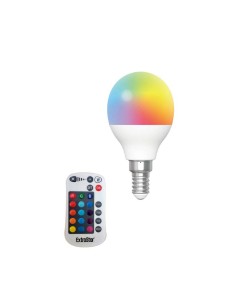 BOMBILLA LED G45 E14 RGB 4.8W 490LM 15 COLORES+6500K C/MANDO [AG45RGBB]