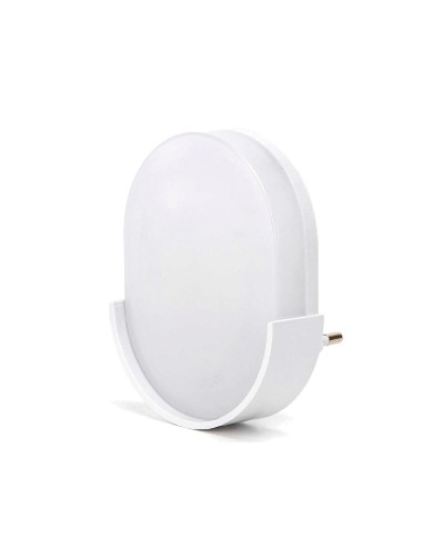LUZ DE NOCHE ENCHUFE OVALADO  0.6W 6LM 6500K C/SENSOR LUZ [AGL107]